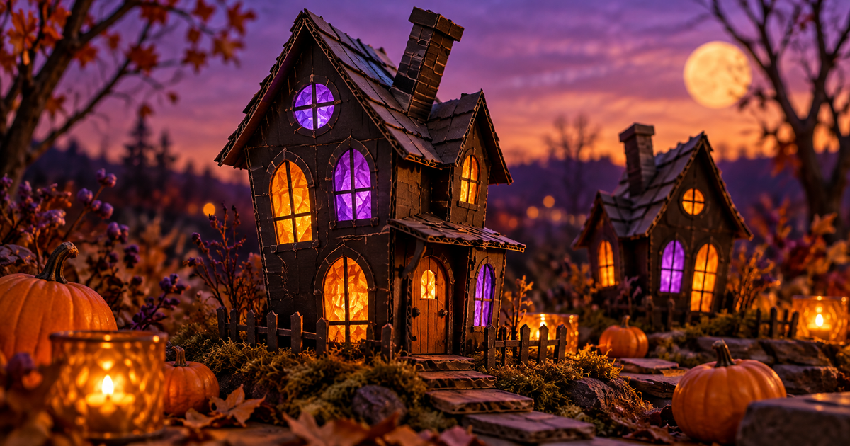 How to Make a Light-Up Cardboard Haunted House for Halloween