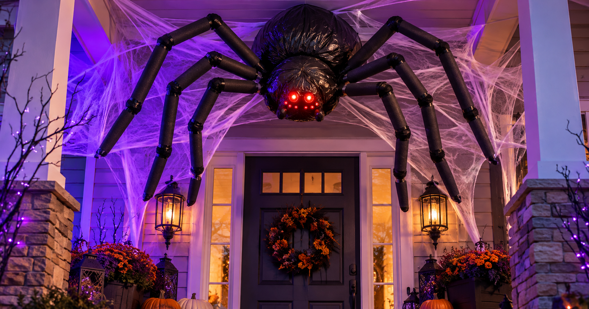 How to Make a Giant Spider for Halloween: Pool Noodle Legs and a Trash Bag Body