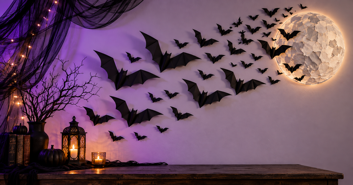 How to Make a Paper Bat Wall Swarm for Halloween: Cardstock Bats in an Hour