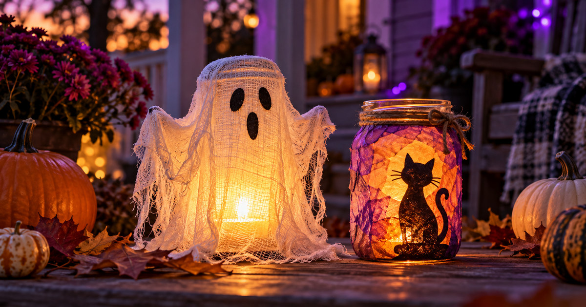 How to Make Halloween Ghost Jar Lanterns: Cheesecloth Ghosts and Tissue-Paper Luminaries